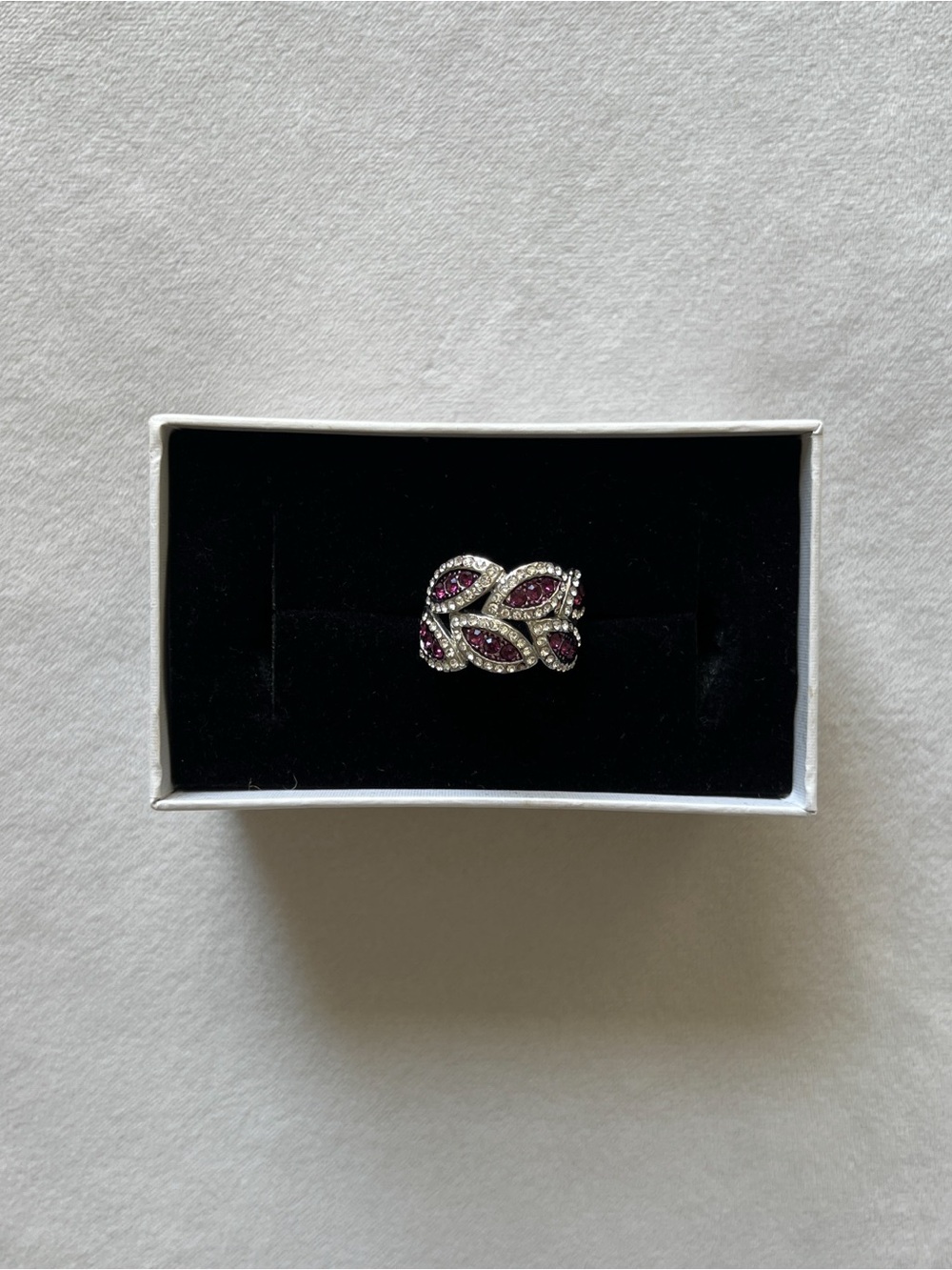 Silver Ring with Purple and Clear Stones